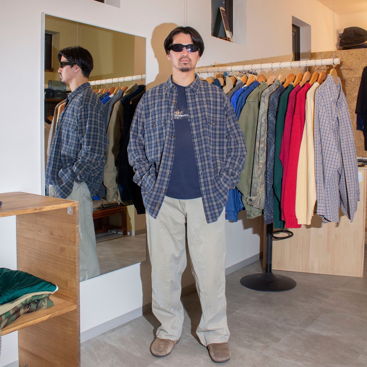 Cotton Check Regular Collar Shirt