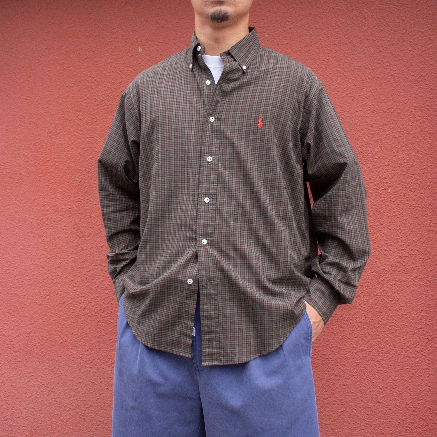 "Classic Fit" Brown×Green Check BD Shirt
