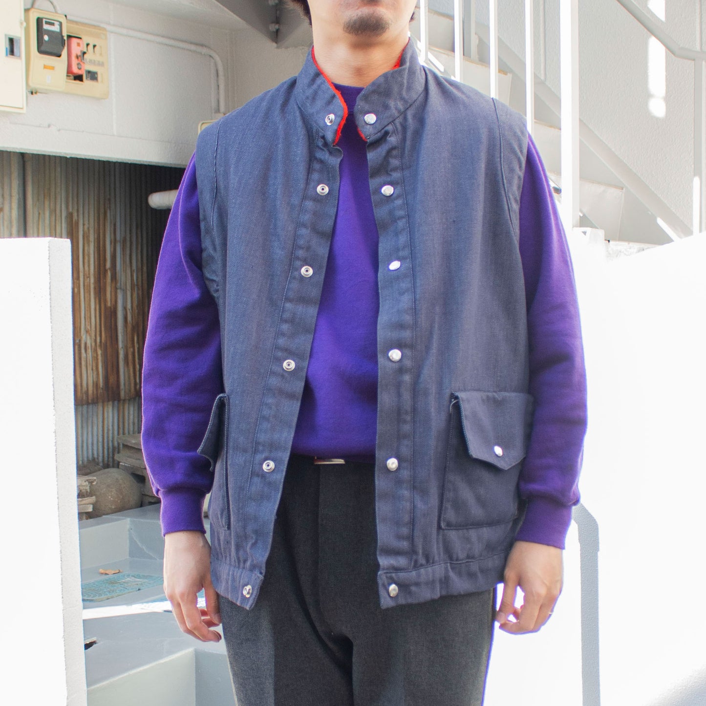 Boa Fleece Denim Vest