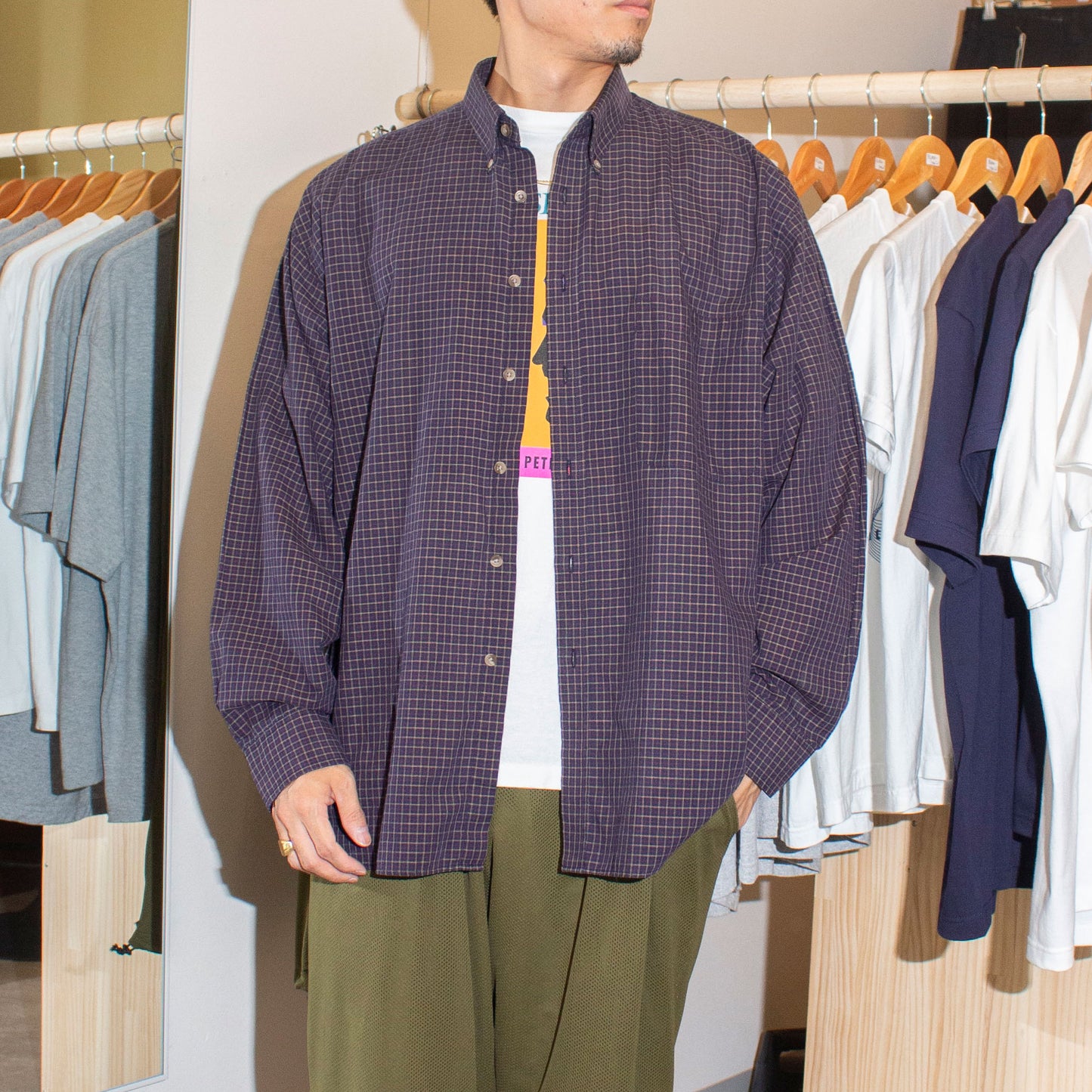 Cotton×Polyester Check Shirt