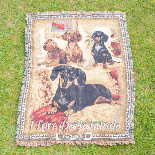 Cotton "I Love Dachshunds" Blanket