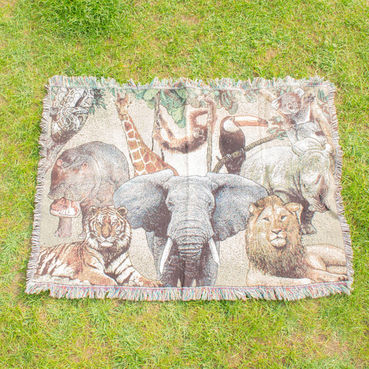 Cotton "Many Animals" Blanket