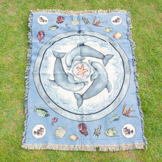 Cotton "Dolphins and Sea Creatures" Blanket