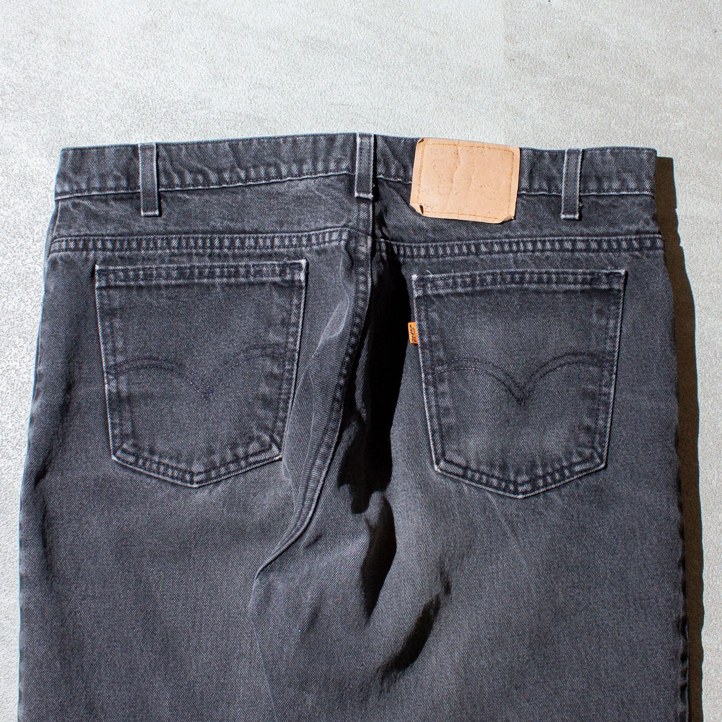 550 RELAXED FIT TAPERED LEG "後染め" Black Denim Pants Made in U.S.A.