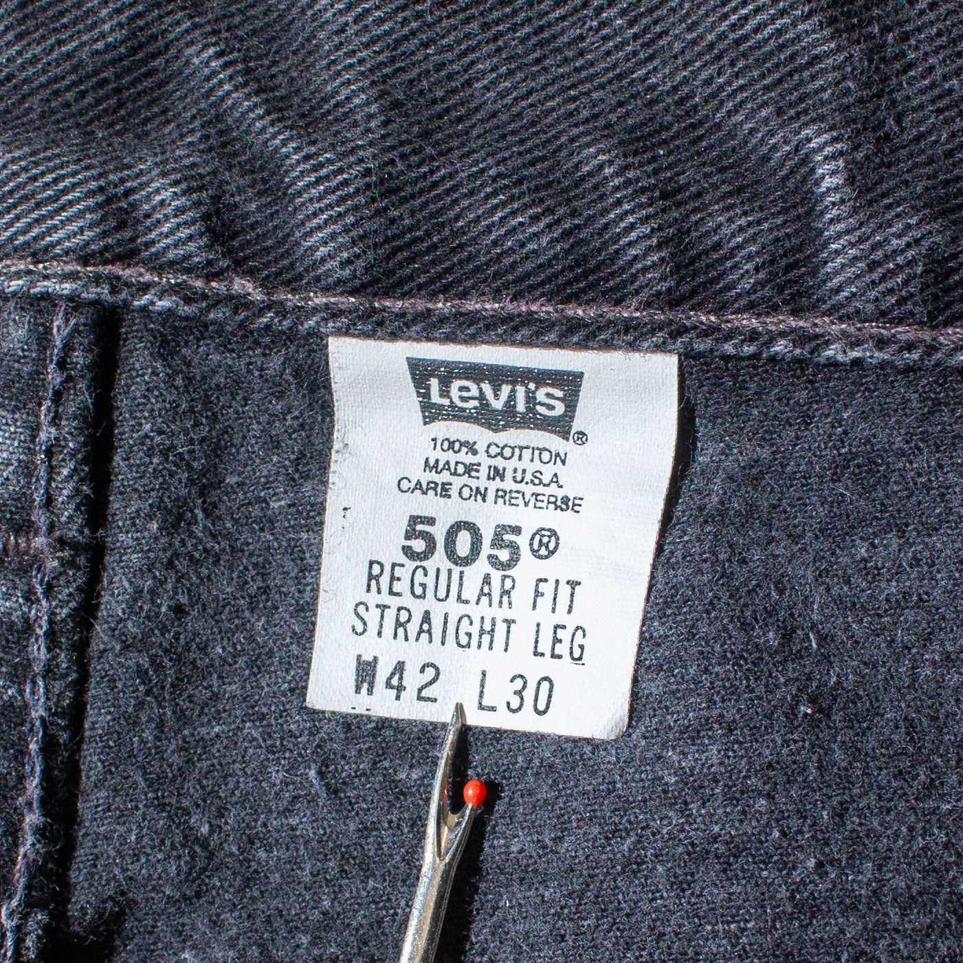 505 REGULAR FIT STRAIGHT LEG "後染め" Black Denim Pants Made in U.S.A.