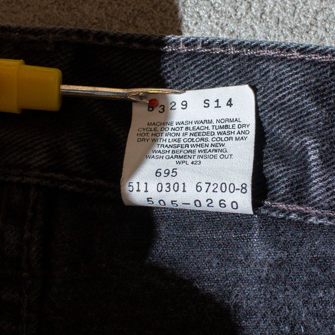 505 REGULAR FIT STRAIGHT LEG "後染め" Black Denim Pants Made in U.S.A.