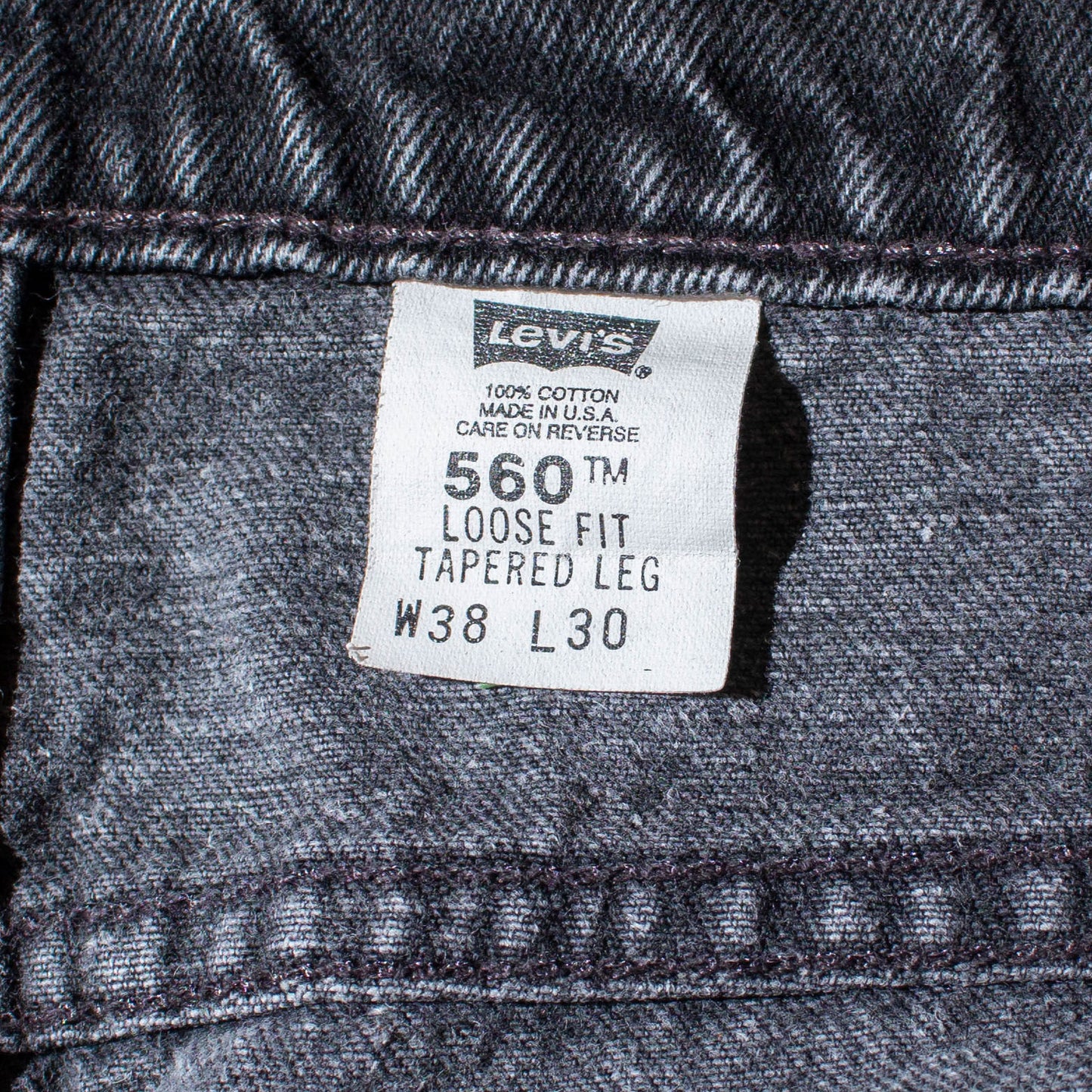560 "LOOSE FIT TAPERED LEG "後染め" Black Denim Pants Made in U.S.A.