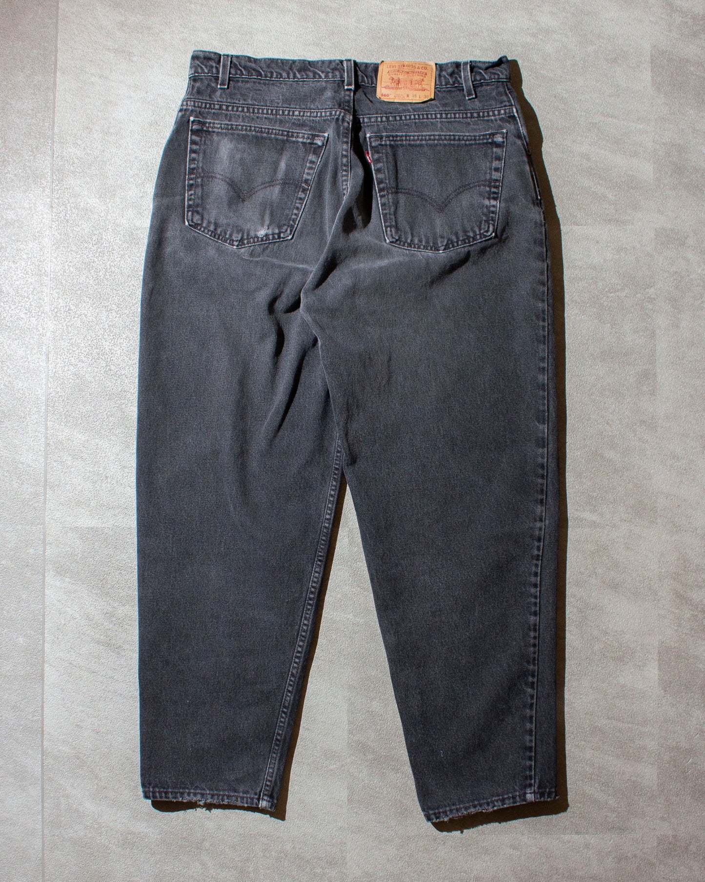 560 "LOOSE FIT TAPERED LEG "後染め" Black Denim Pants Made in U.S.A.