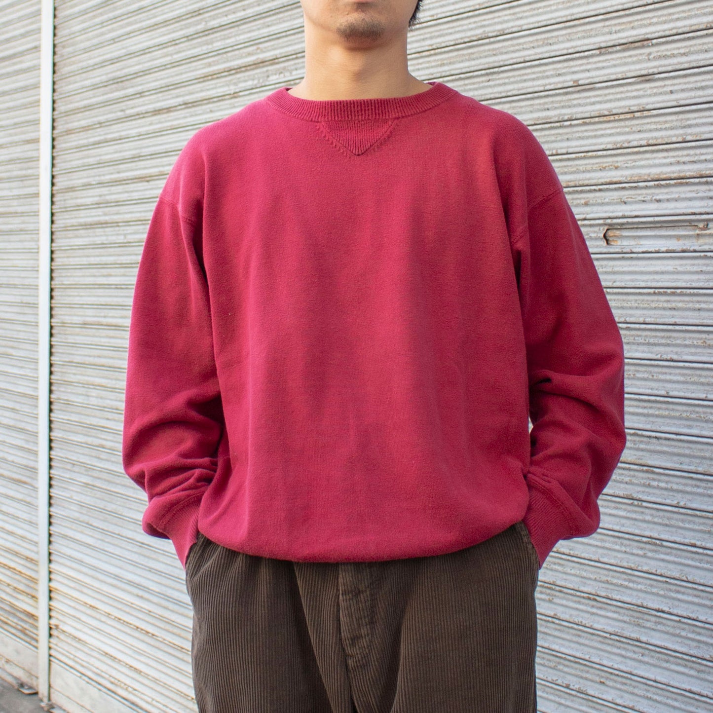 Cotton Crewneck Knit Sweater
