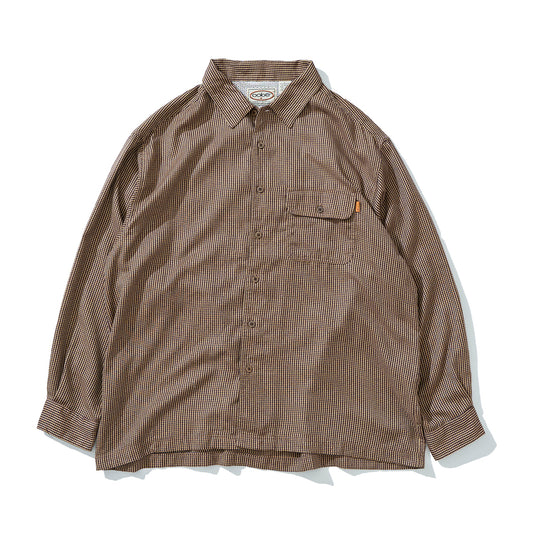 Houndstooth open collar shirt