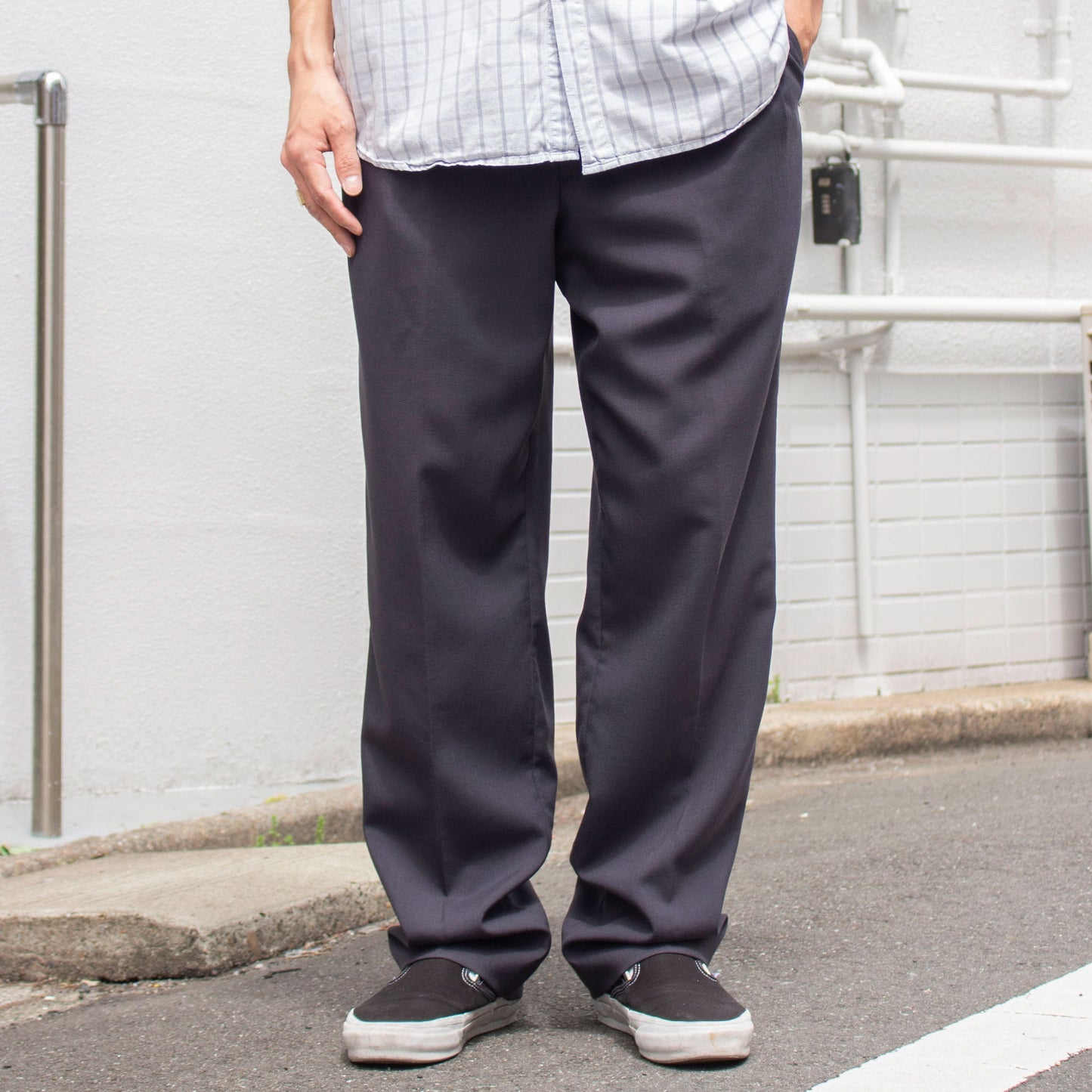 Wool×Polyester 2tuck Slacks Made in U.S.A.【32×31】