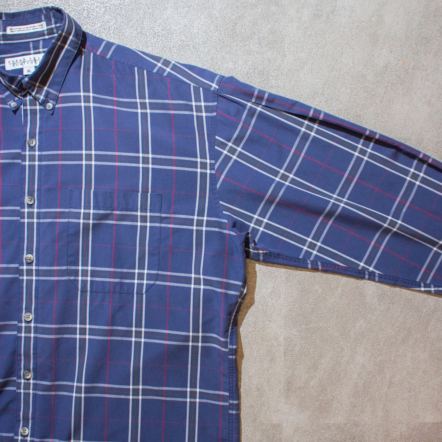 Cotton Poly Tuck Shirt / Blue【XL】