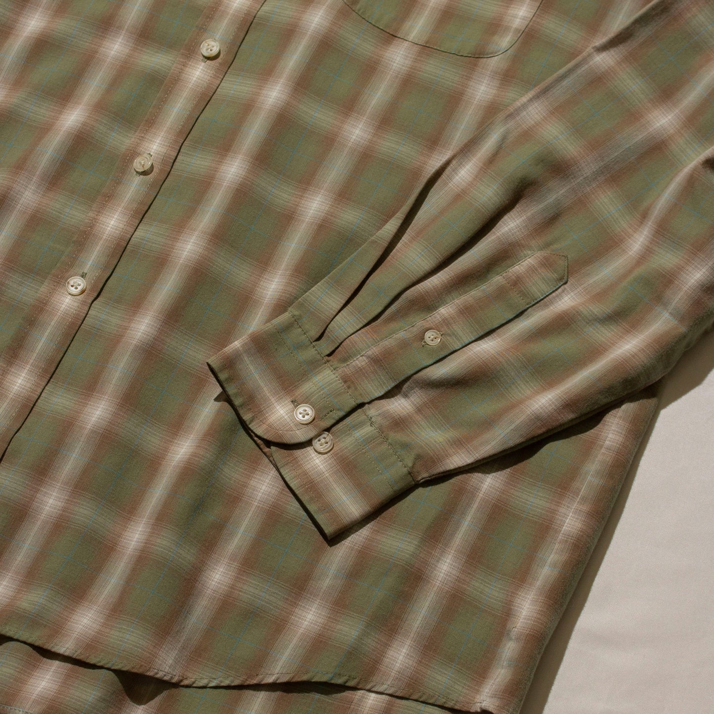 Polyester×Cotton Ombre Check Shirt【XL】