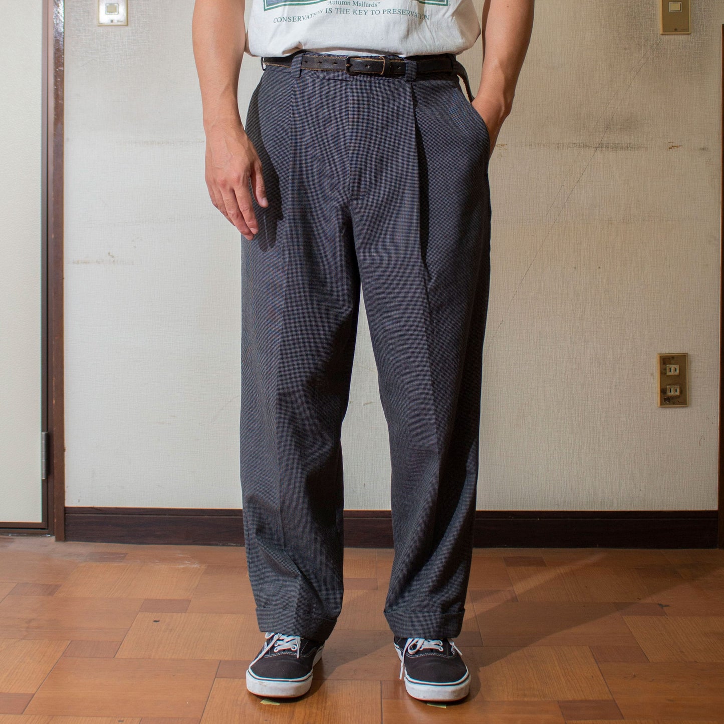 2tuck Check Slacks【W34×L28】