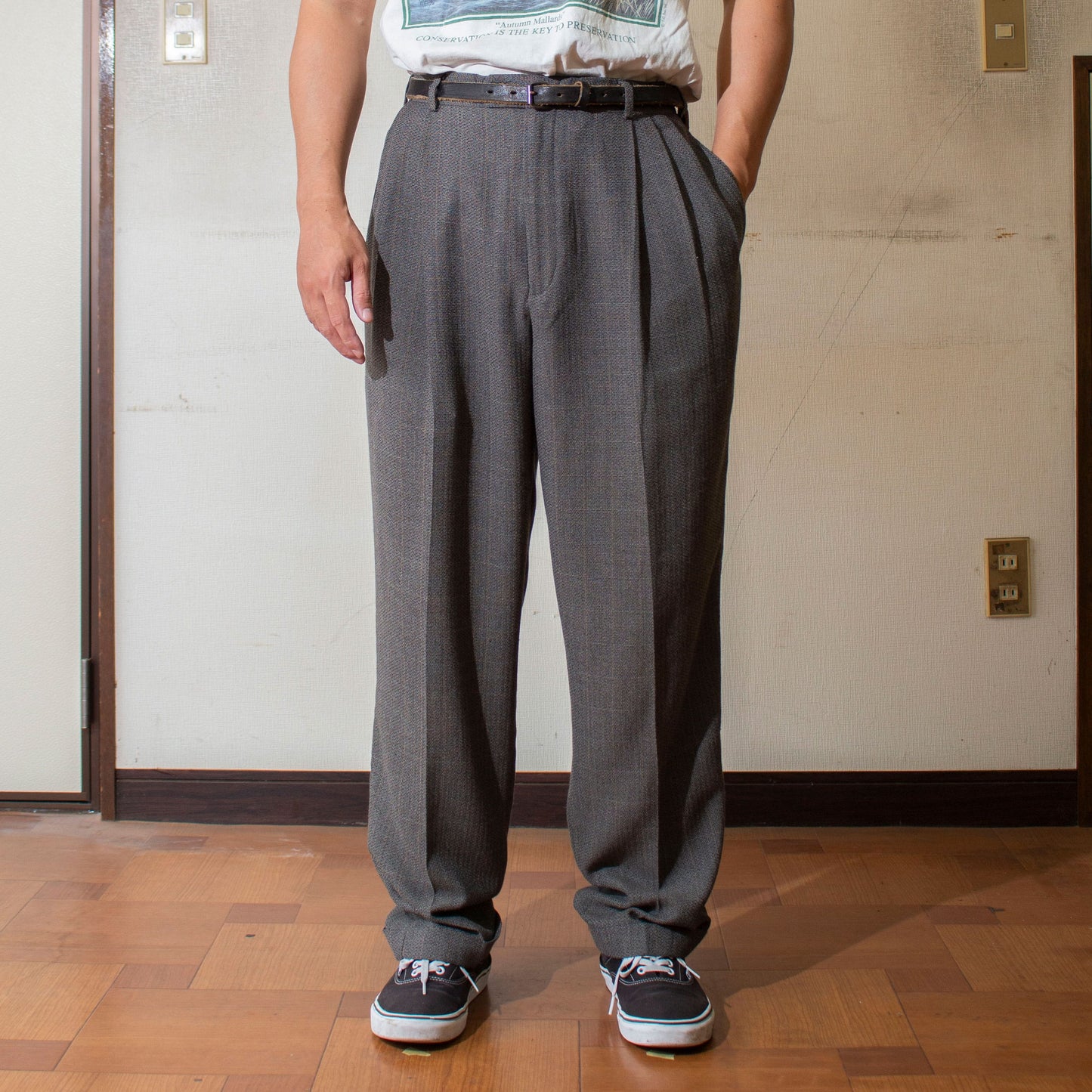 2tuck Check Slacks【W34×L31】