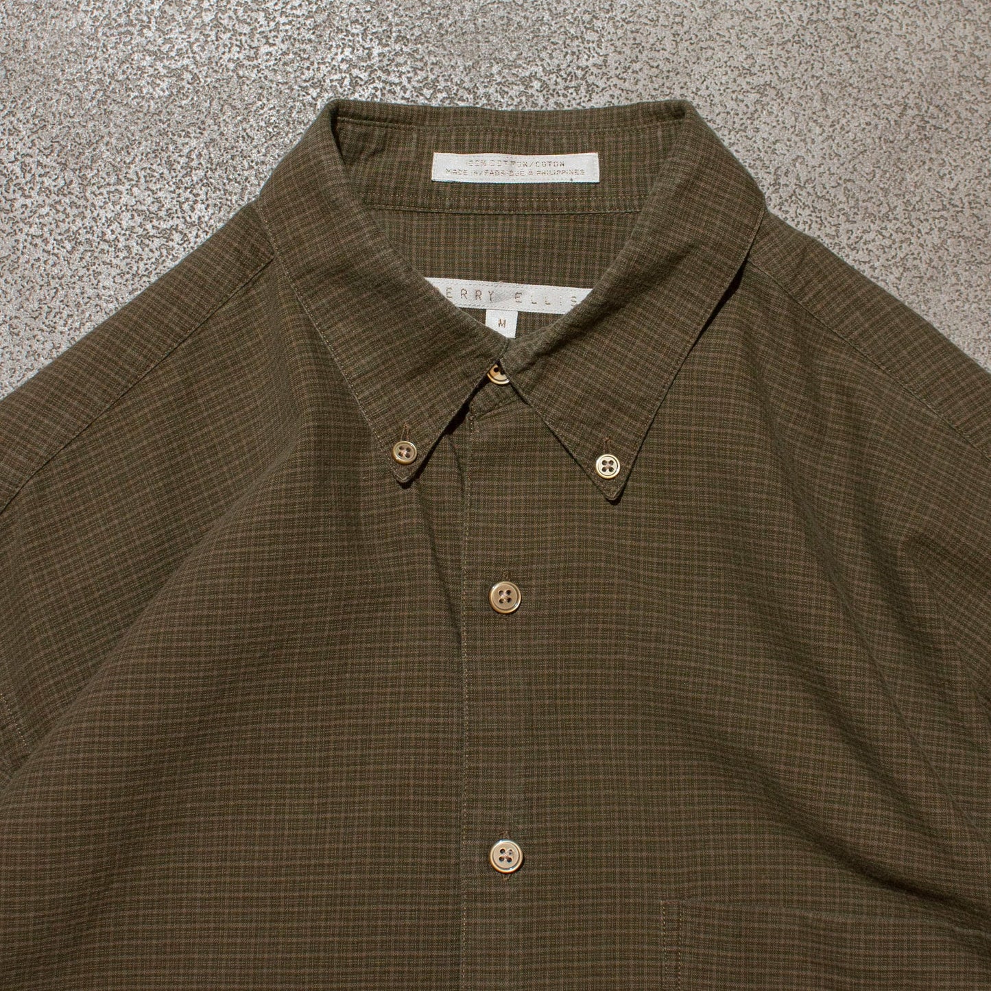 Cotton Check Tuck Shirt / Olive【M】