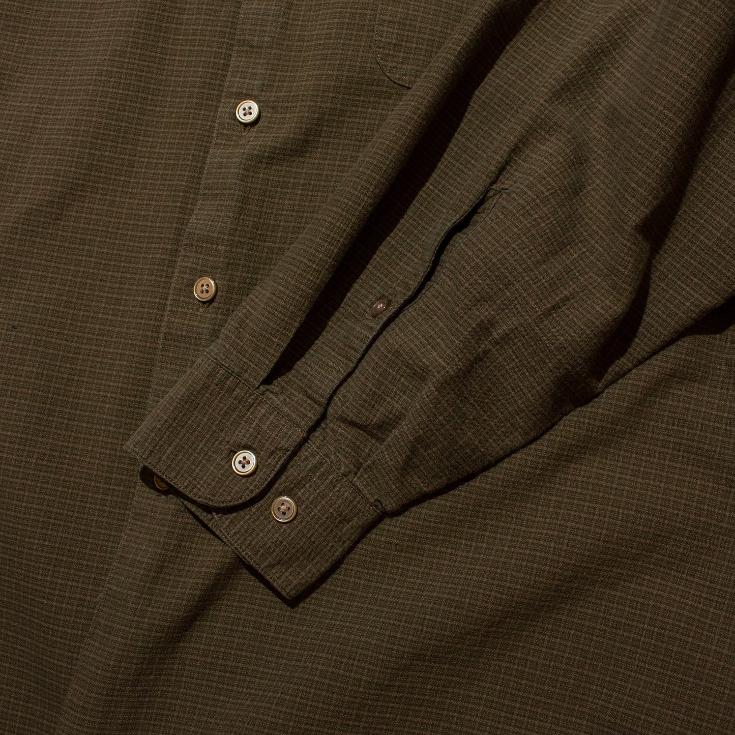 Cotton Check Tuck Shirt / Olive【M】