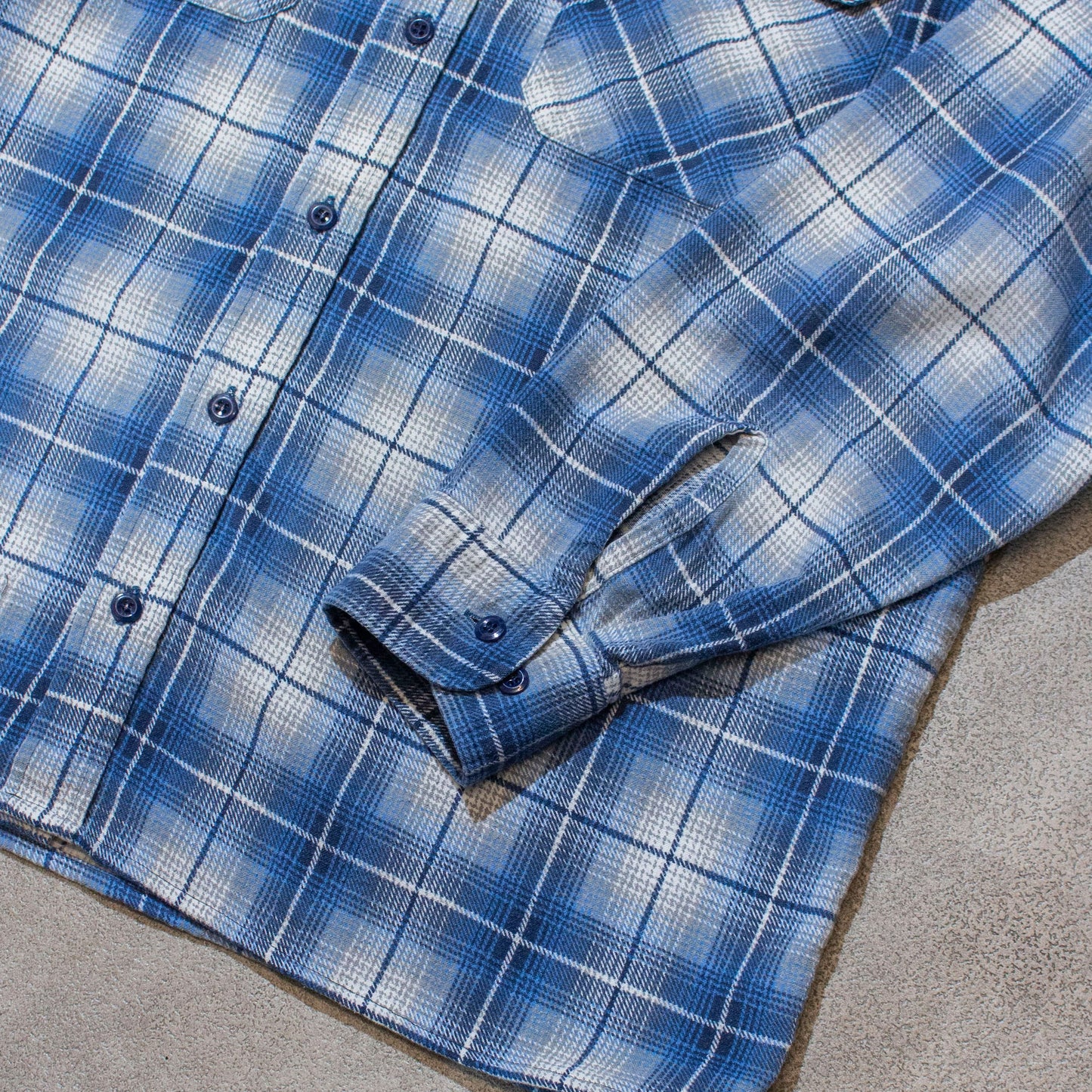 Printed Flannel Shirt Blue【L】