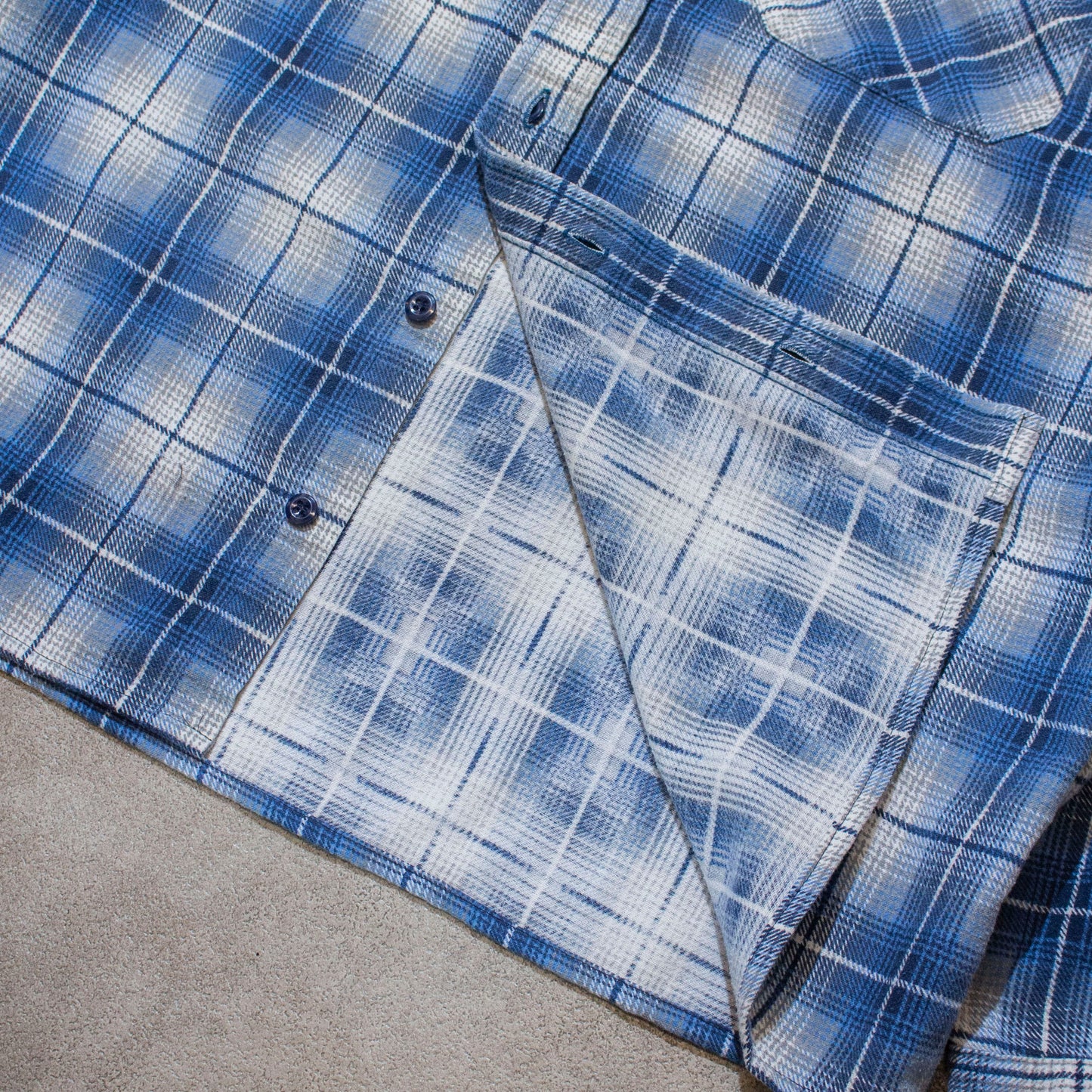 Printed Flannel Shirt Blue【L】