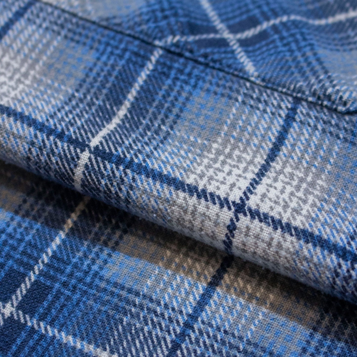Printed Flannel Shirt Blue【L】