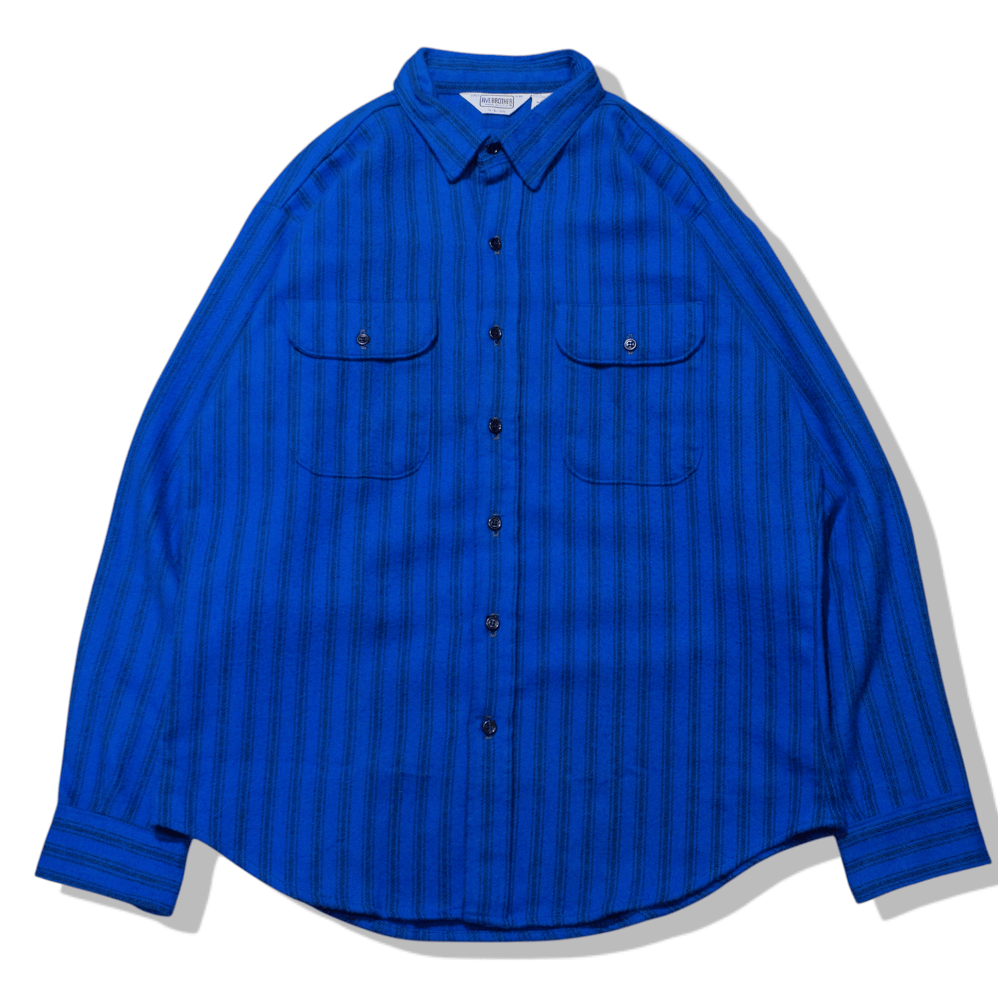 Flannel Stripe Shirt Blue U.S.A. 【L】