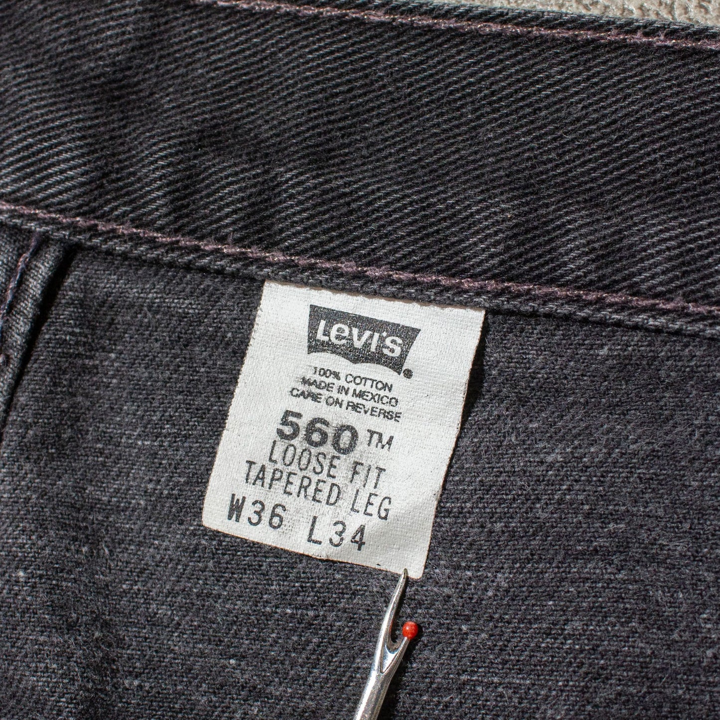 560 Relaxed Fit Black Denim Pants【W35×L29】