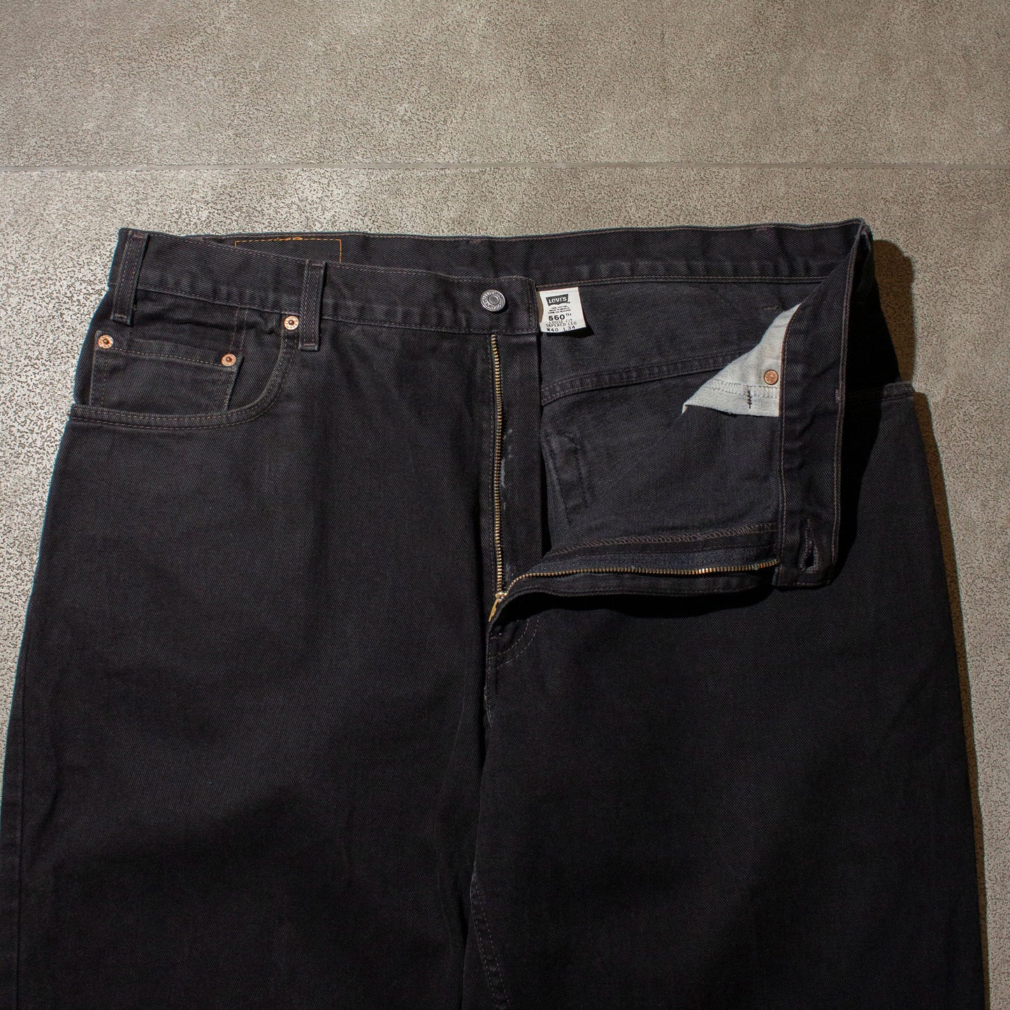 560 Relaxed Fit Black Denim Pants【W40×L30】