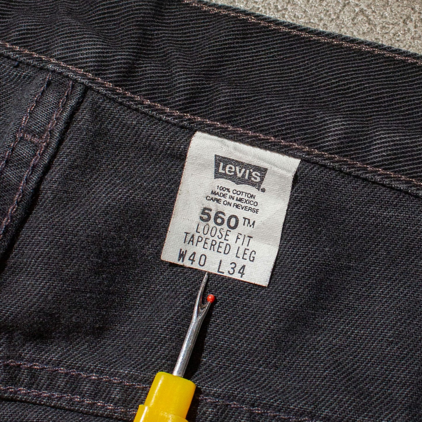 560 Relaxed Fit Black Denim Pants【W40×L30】