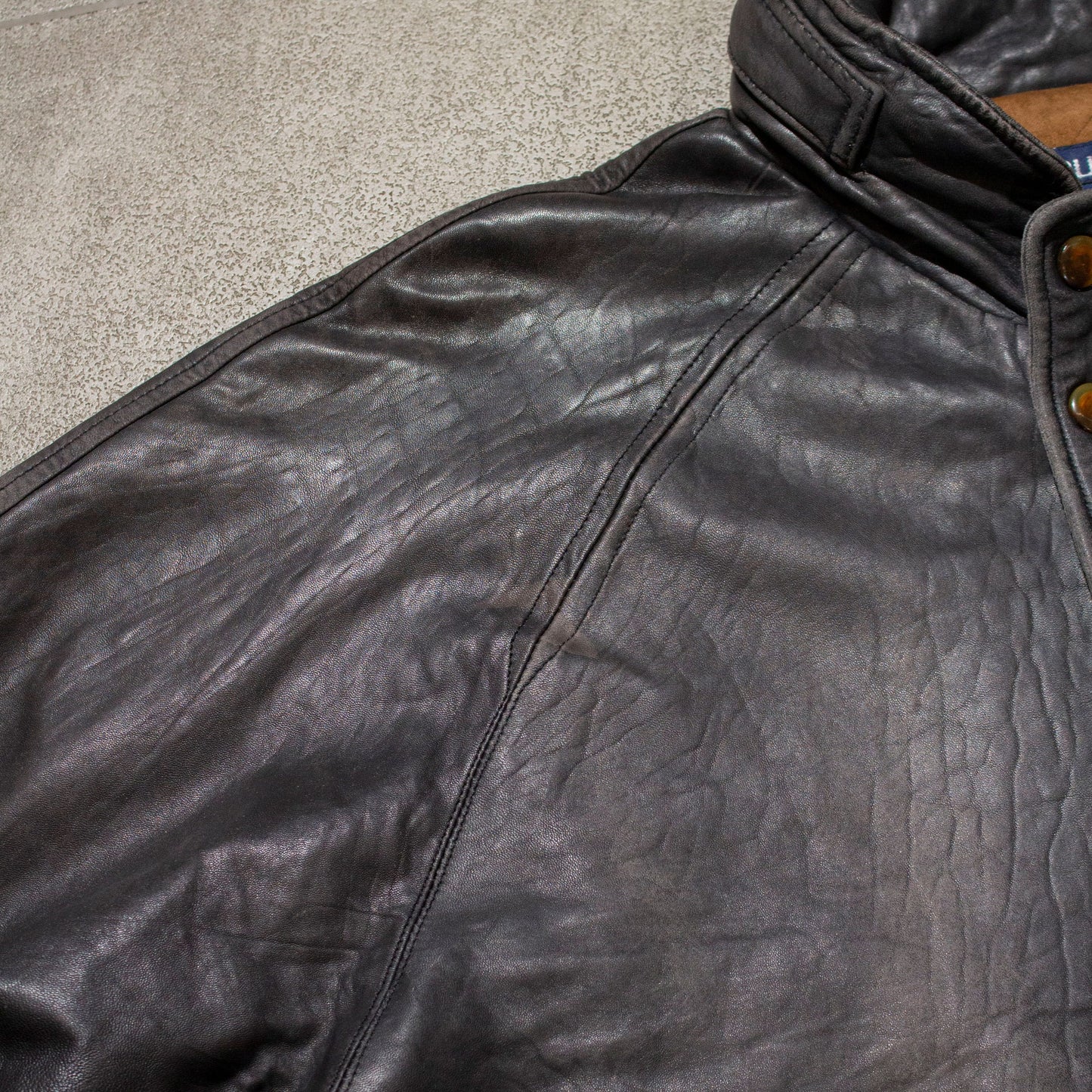 Stand Collar Leather Jacket【About XL】
