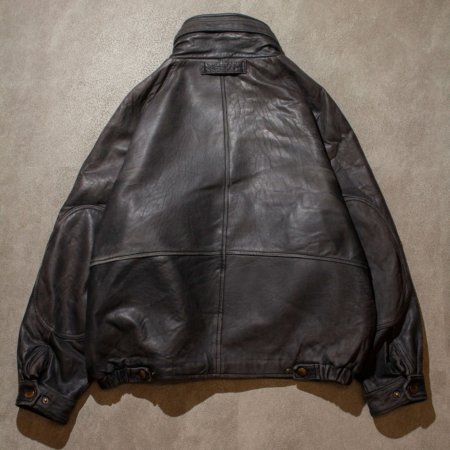 Stand Collar Leather Jacket【About XL】