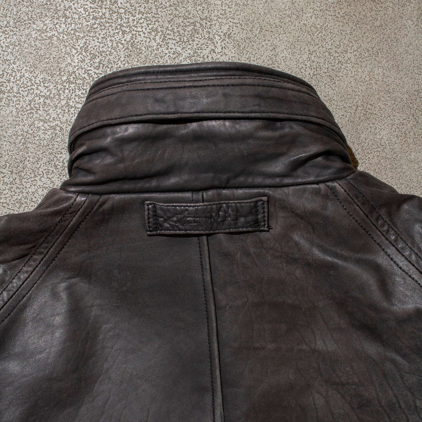 Stand Collar Leather Jacket【About XL】