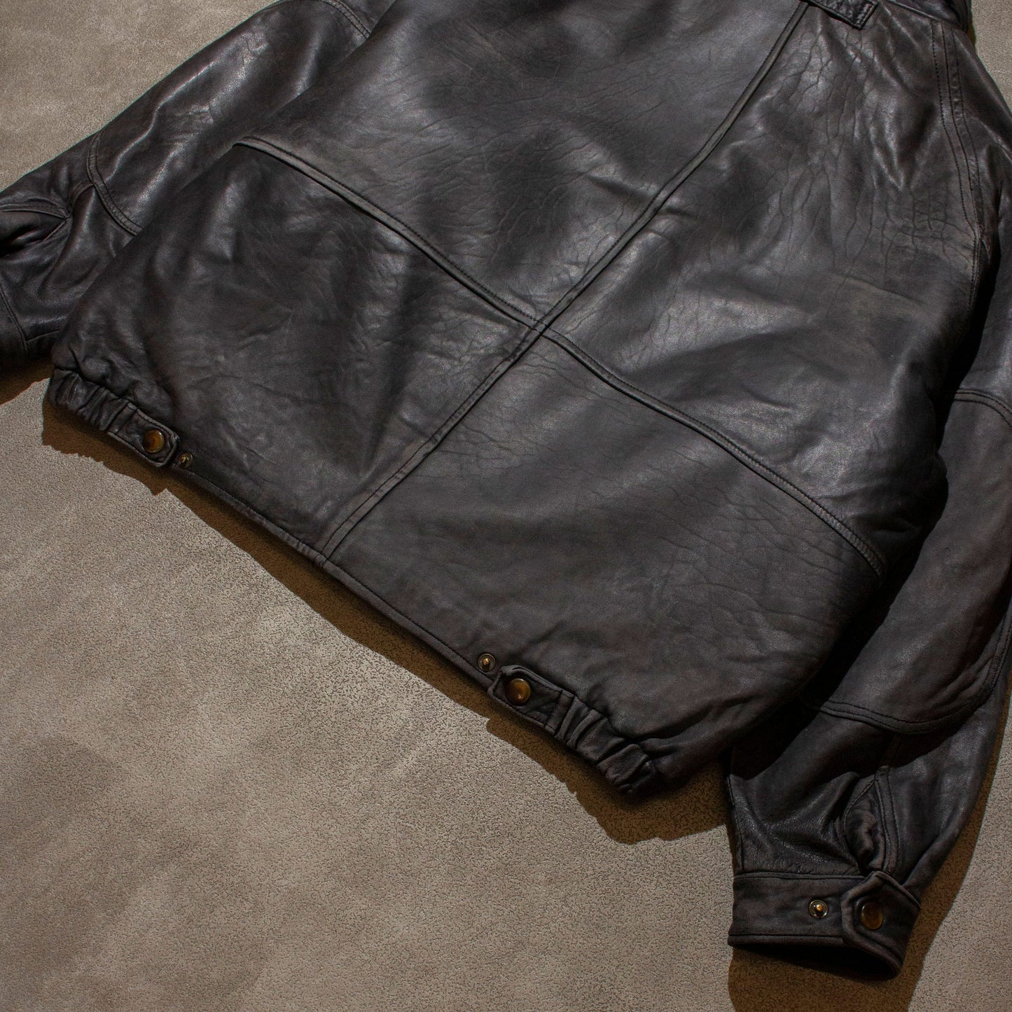 Stand Collar Leather Jacket【About XL】