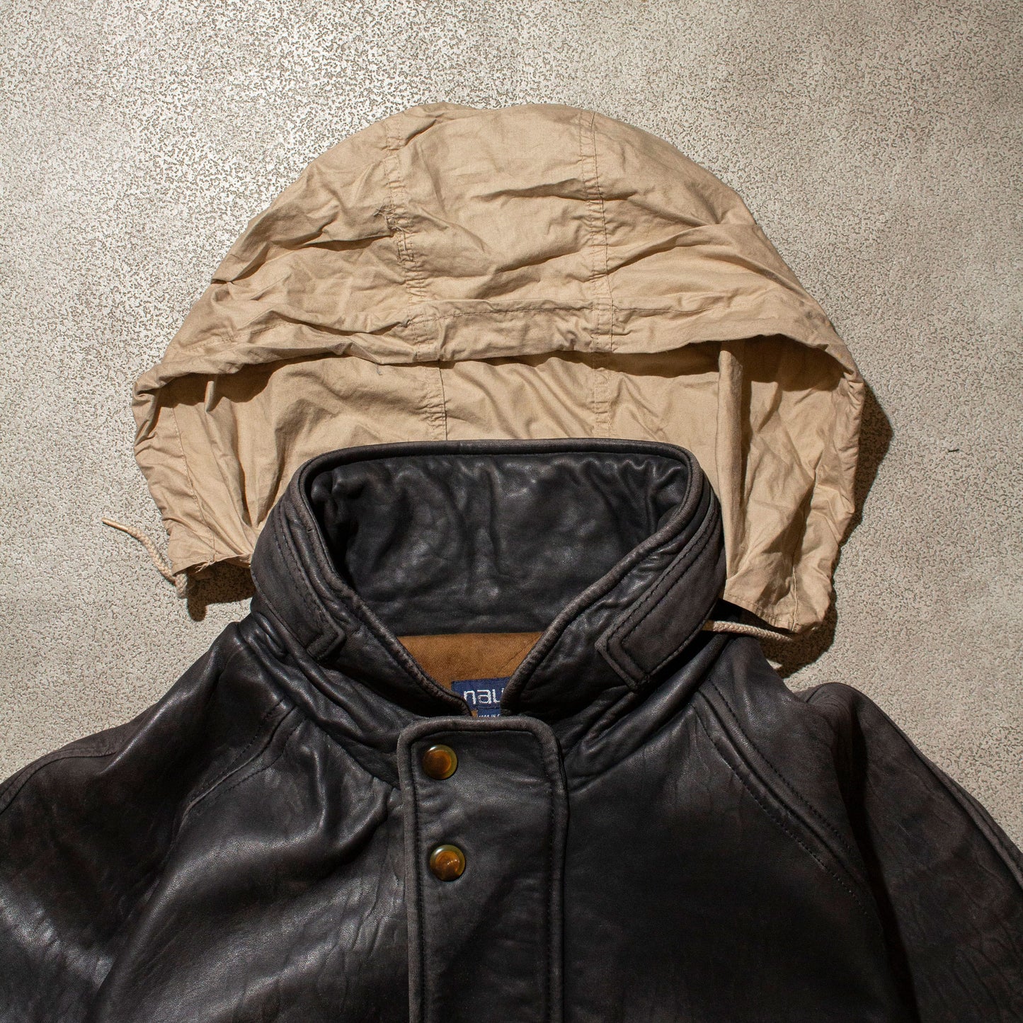 Stand Collar Leather Jacket【About XL】
