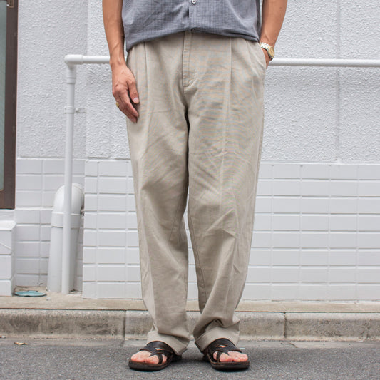 2tuck Cotton Linen Slacks【W34×L30】