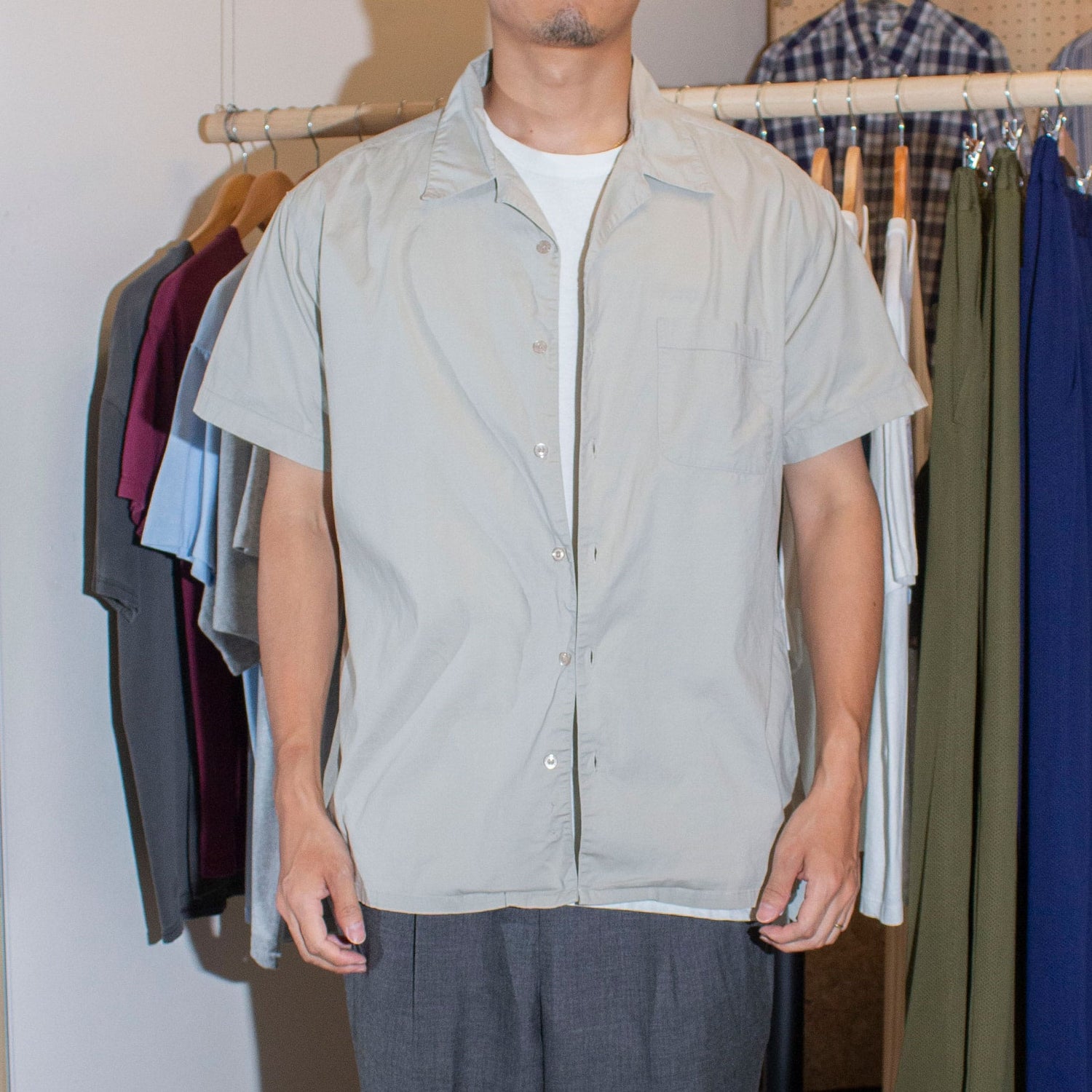トップス COMOLI TYPEWRITER S/S open collar shirt Typewriter Open Collar S/S Shirt – FRAT STORE