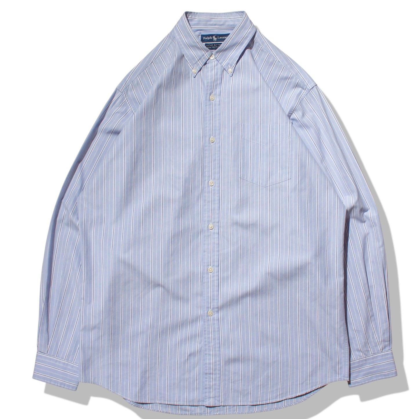 "VINTAGE BTTONDOWN" Stripe L/S Shirt【M】