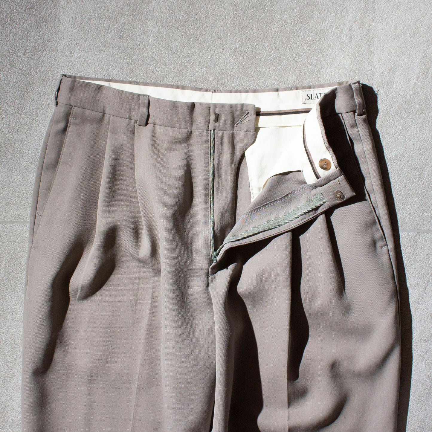 2Tuck Polyester×Wool Slacks【W34×L32】