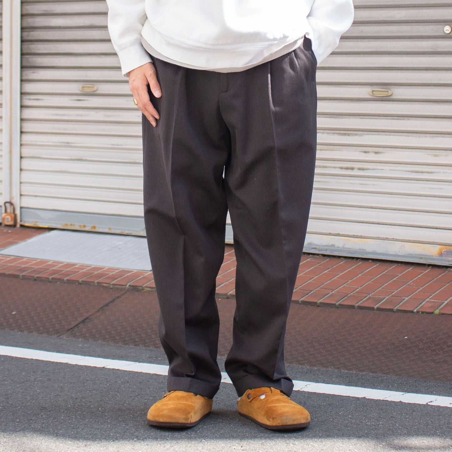 2tuck Poly Slacks /【34×30】