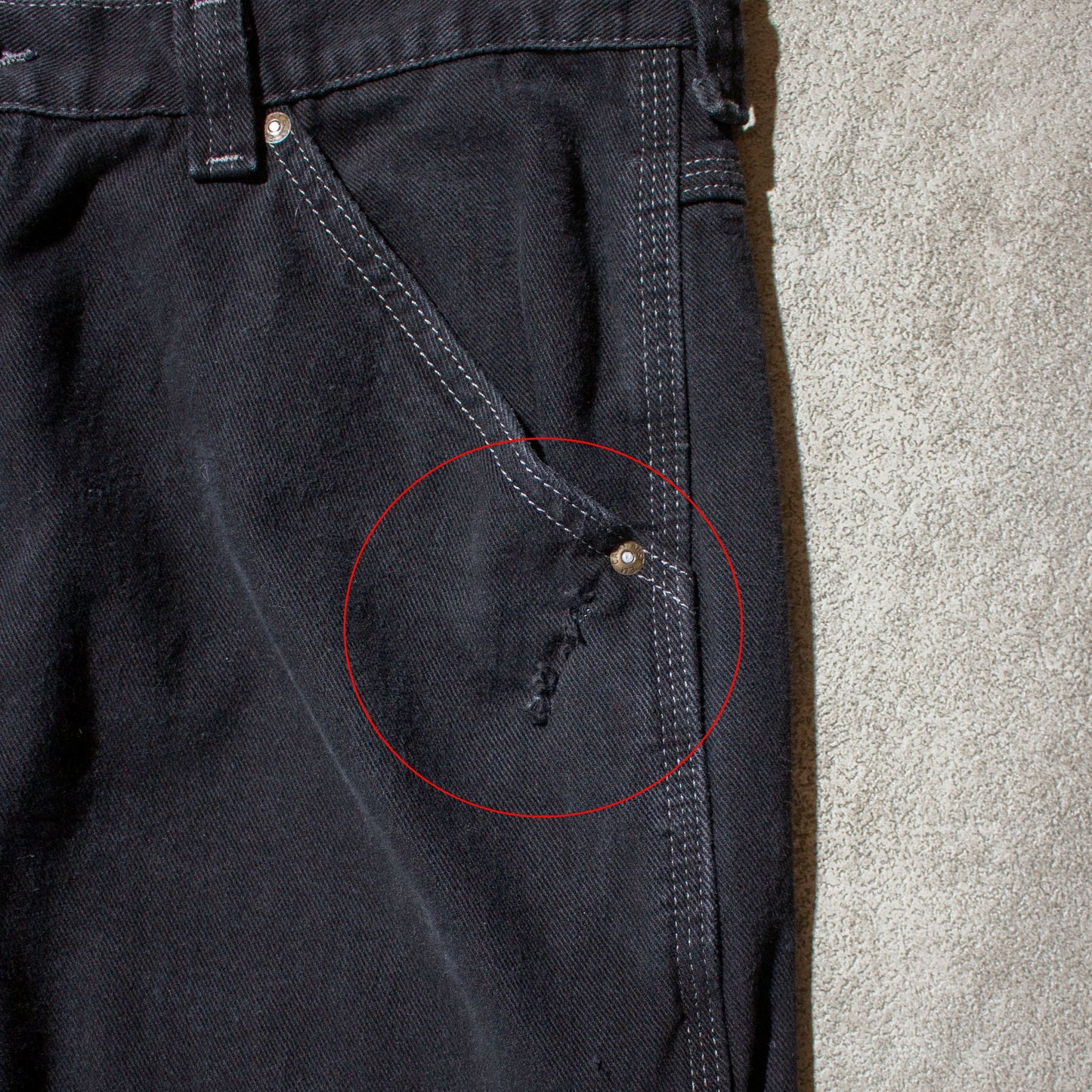 Black Denim Work Painter Pants /【35×31】