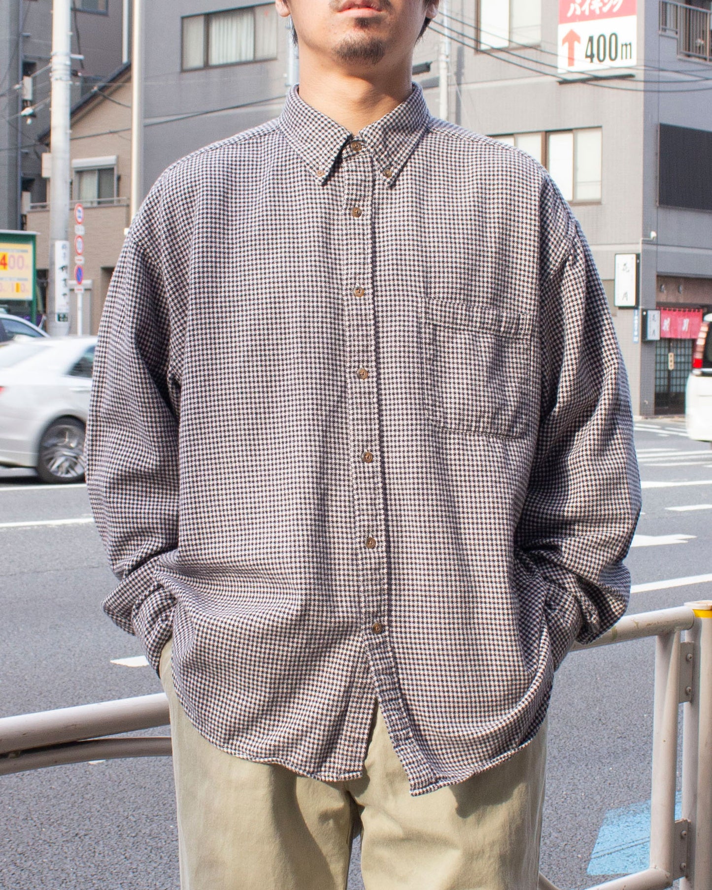 Cotton Flannel Houndtooth Shirt