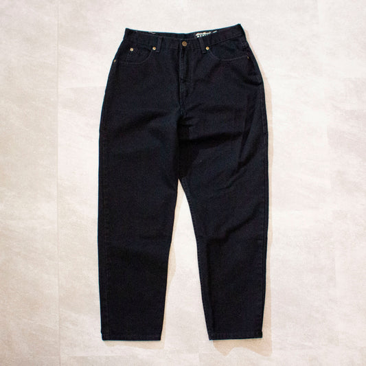 Wide Tapered Black Denim Pants