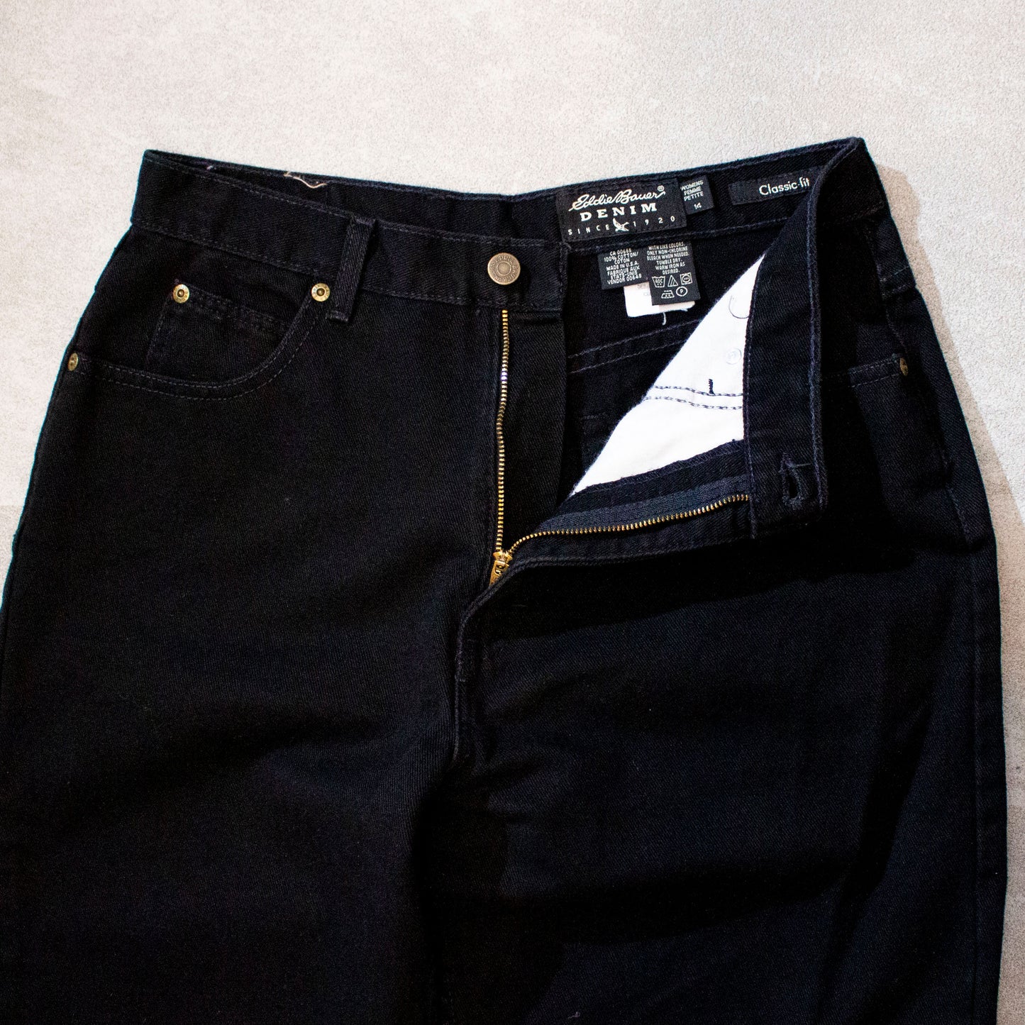 Wide Tapered Black Denim Pants Made in U.S.A.