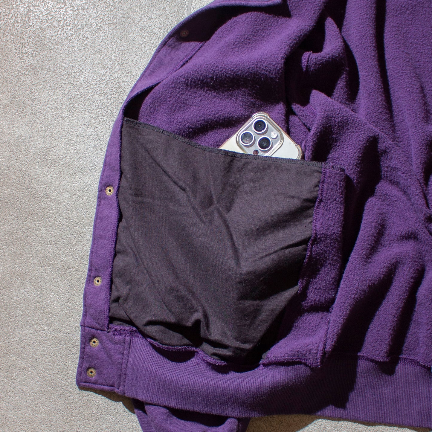 Sweat Snap Cardigan / Purple