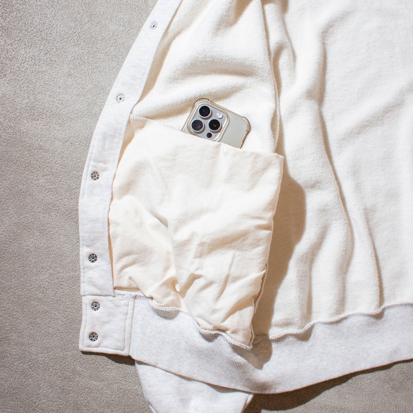 Sweat Snap Cardigan / Ash Gray