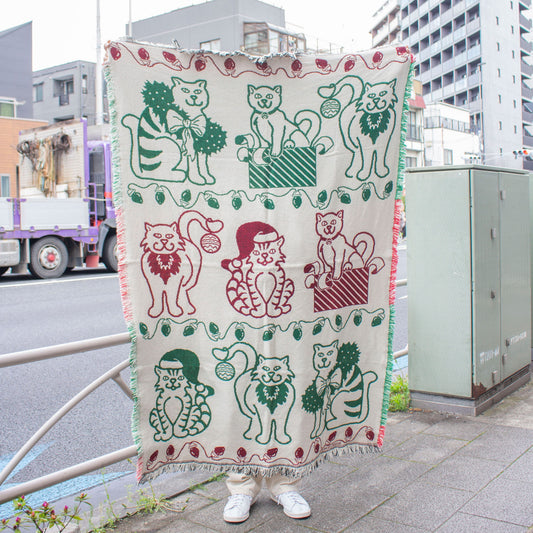 Cotton Christmas Cat Blanket