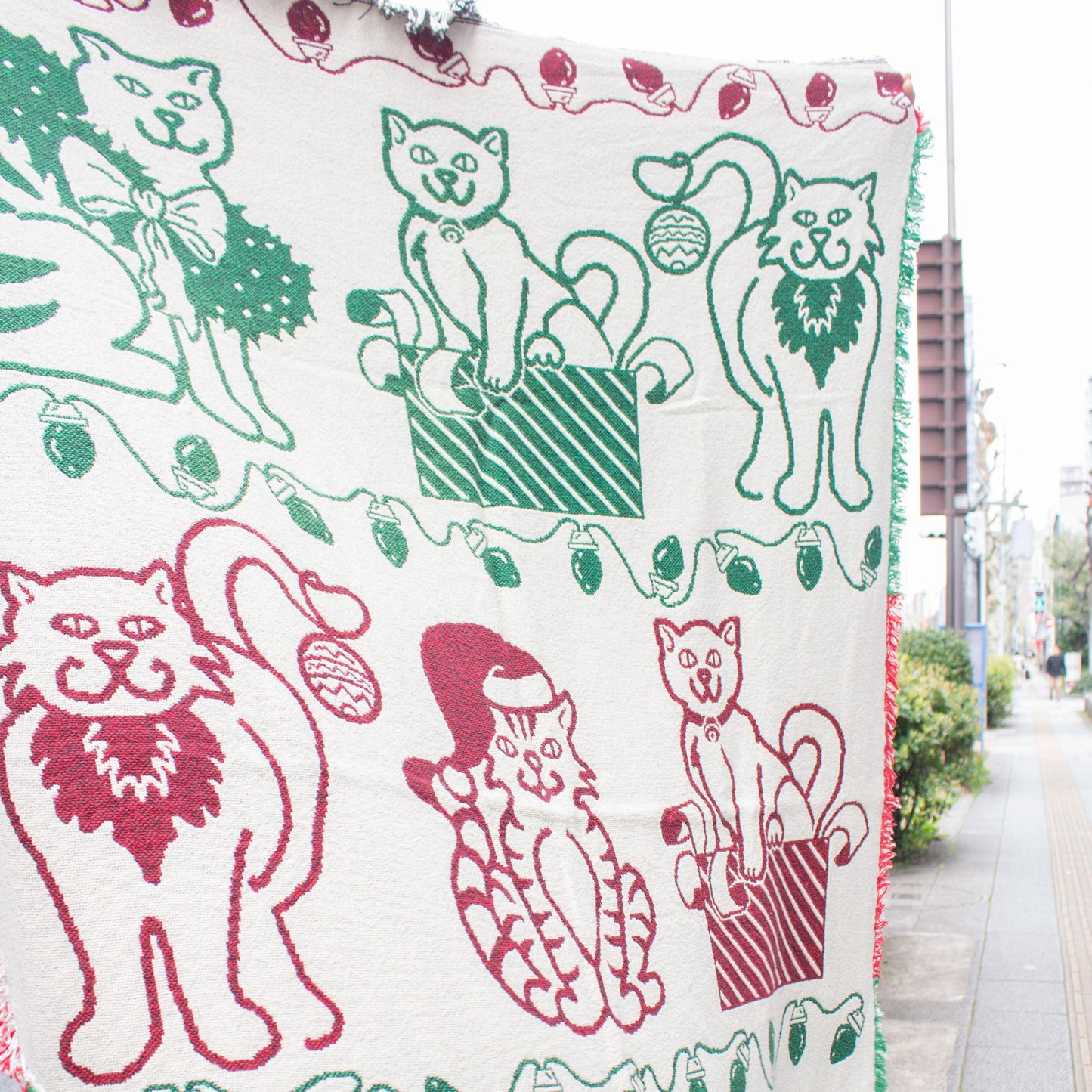 Cotton Christmas Cat Blanket