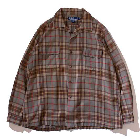 Open Collar Check Shirt