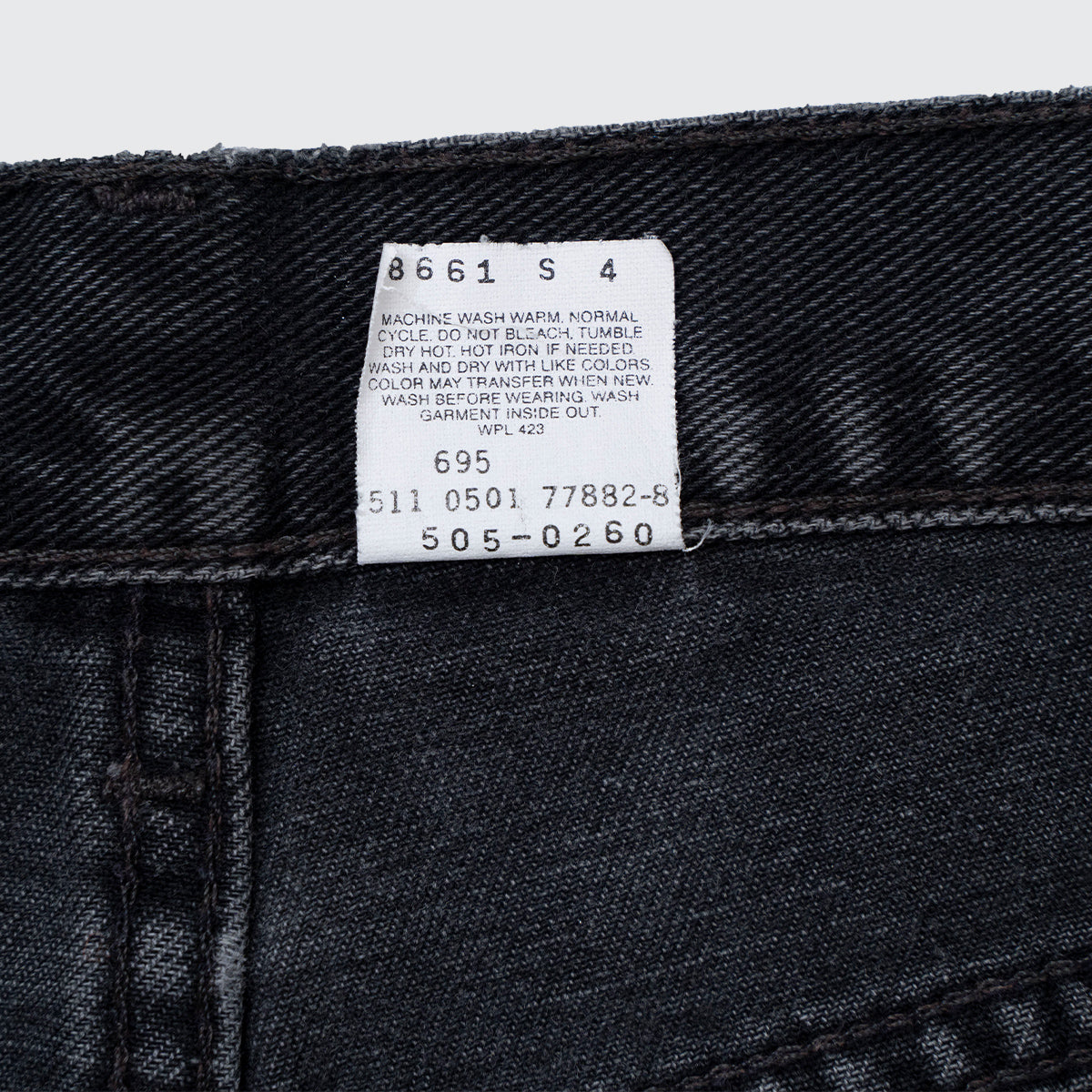 505 Black Denim Pants Made in U.S.A.