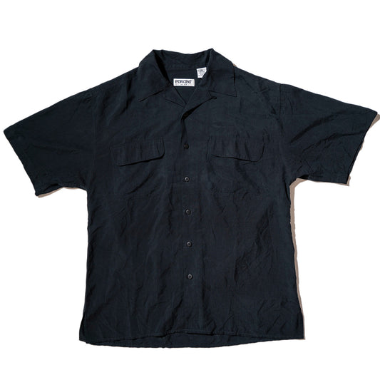 Open Collar S/S Silk Shirt